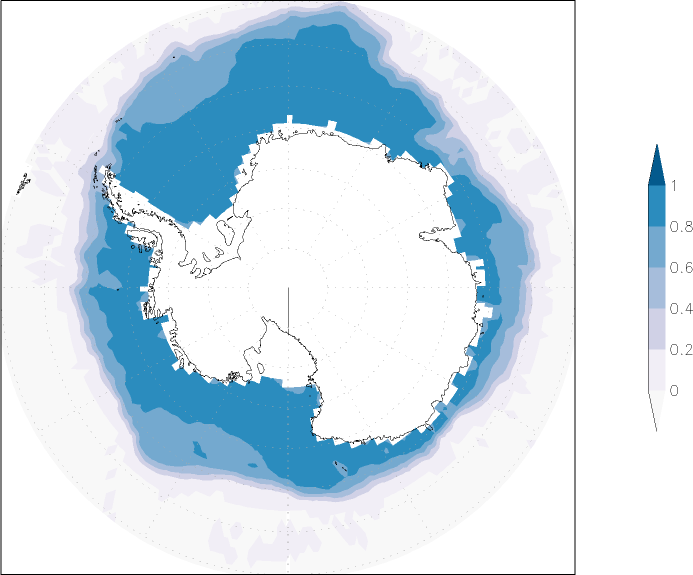 sea ice concentration (Antarctic) August  observed values