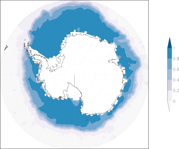 sea ice concentration (Antarctic) October  observed values