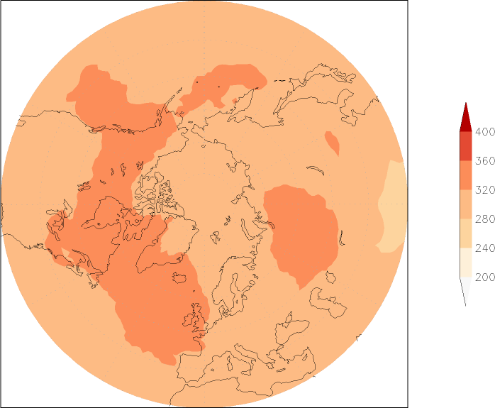 ozone (northern hemisphere) August  observed values