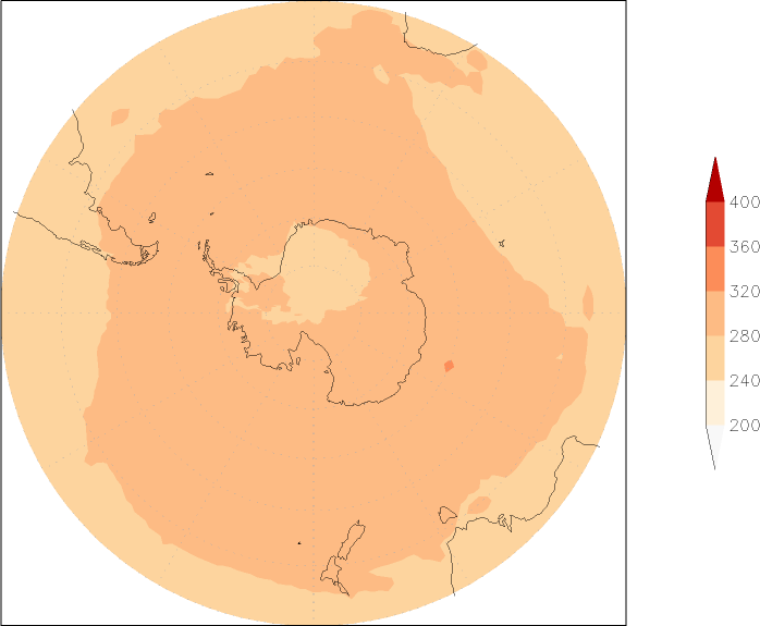 ozone (southern hemisphere) February  observed values