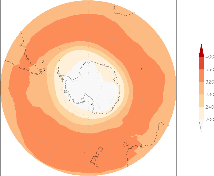 ozone (southern hemisphere) September  observed values