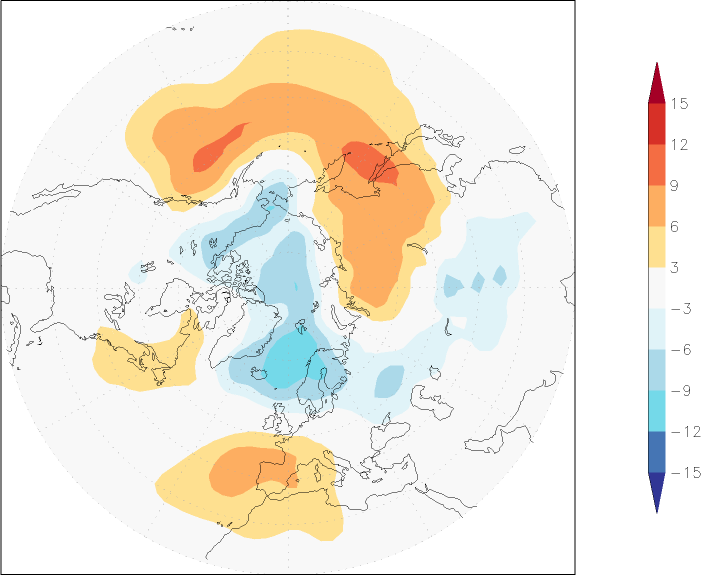 sea-level pressure (northern hemisphere) anomaly November  w.r.t. 1981-2010