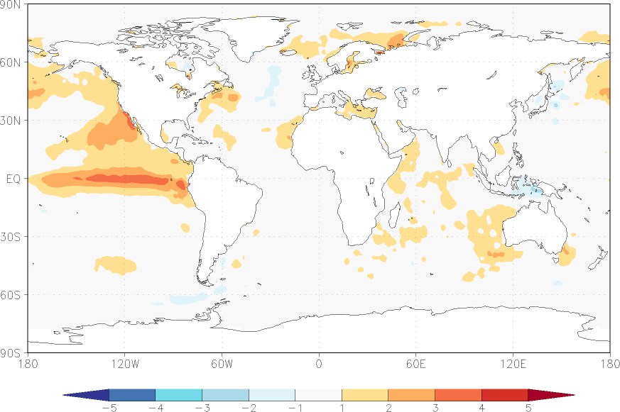 sea surface temperature anomaly October  w.r.t. 1982-2010