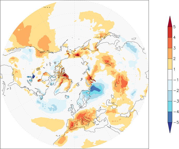 temperature (2m height, northern hemisphere) anomaly July  w.r.t. 1981-2010