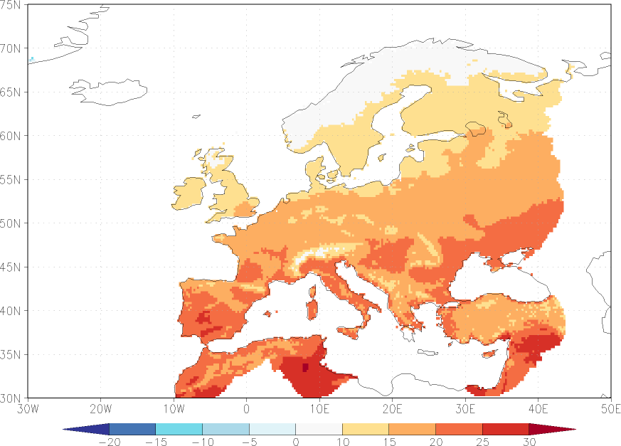 daily mean temperature June  observed values