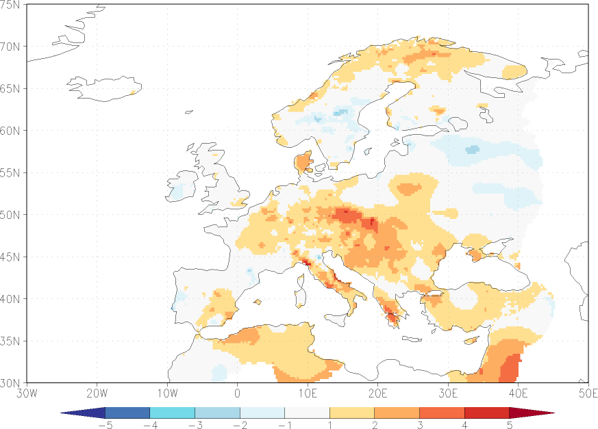 minimum temperature anomaly August  w.r.t. 1981-2010