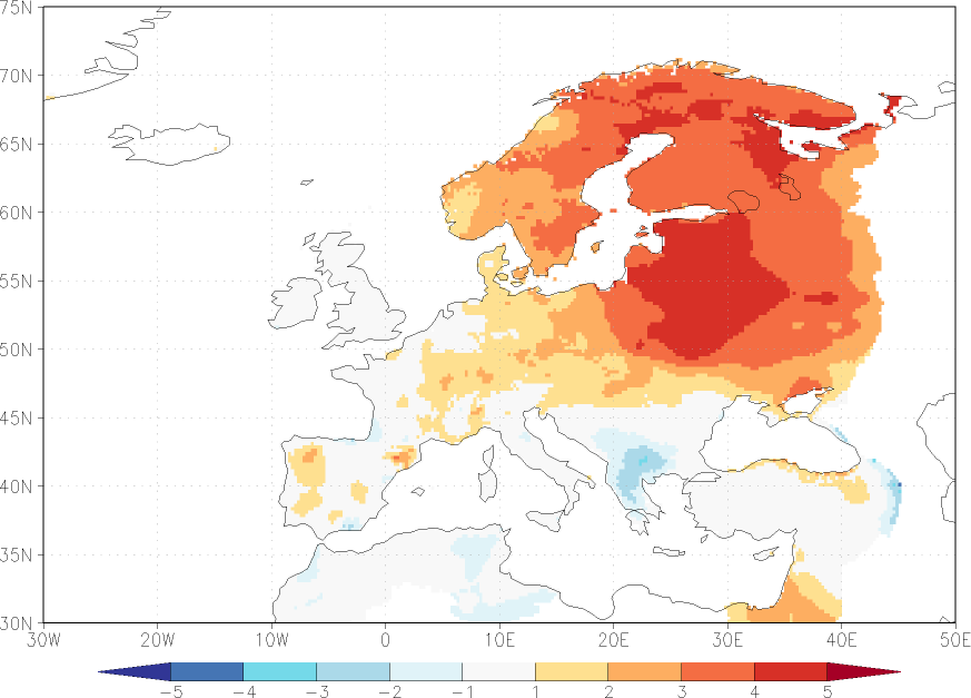 maximum temperature anomaly March  w.r.t. 1981-2010