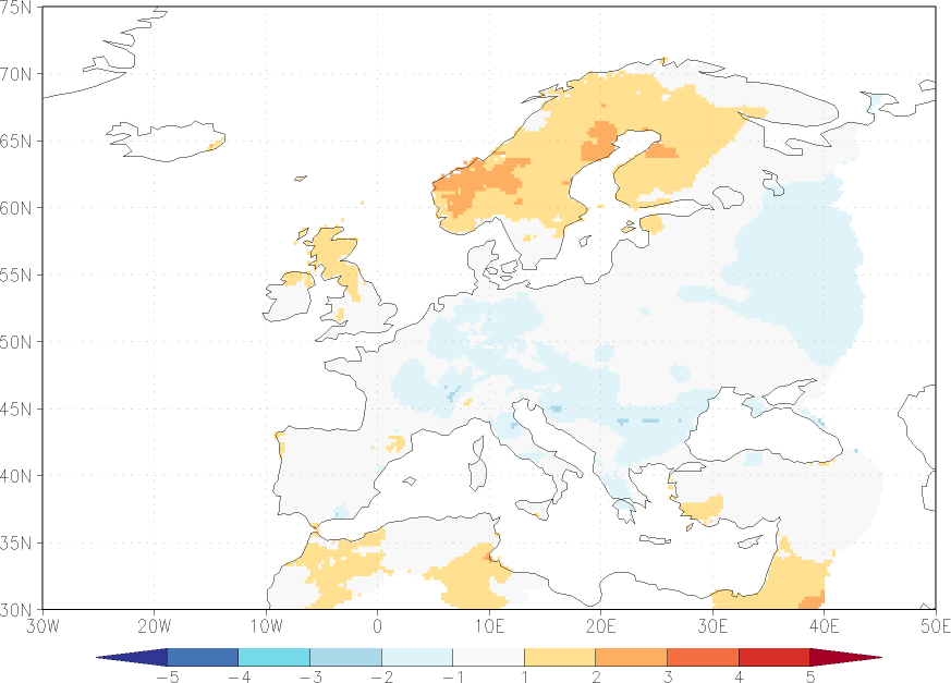 maximum temperature anomaly October  w.r.t. 1981-2010