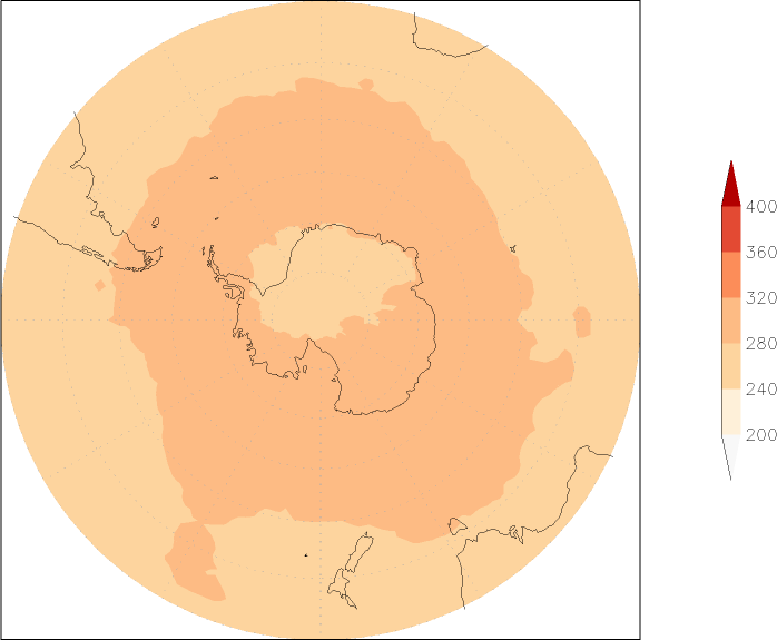 ozone (southern hemisphere) February  observed values
