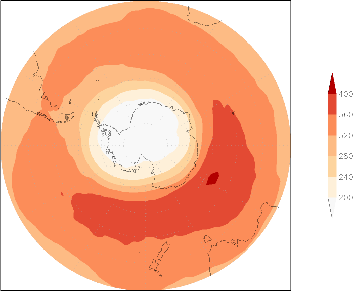 ozone (southern hemisphere) September  observed values