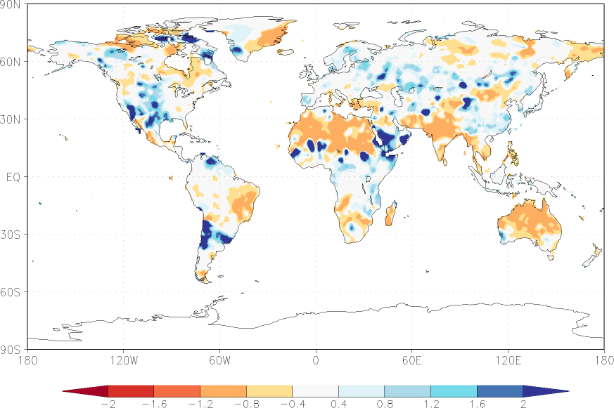 precipitation (rain gauges) anomaly April  relative anomalies  (-1: dry, 0: normal, 2: three times normal)
