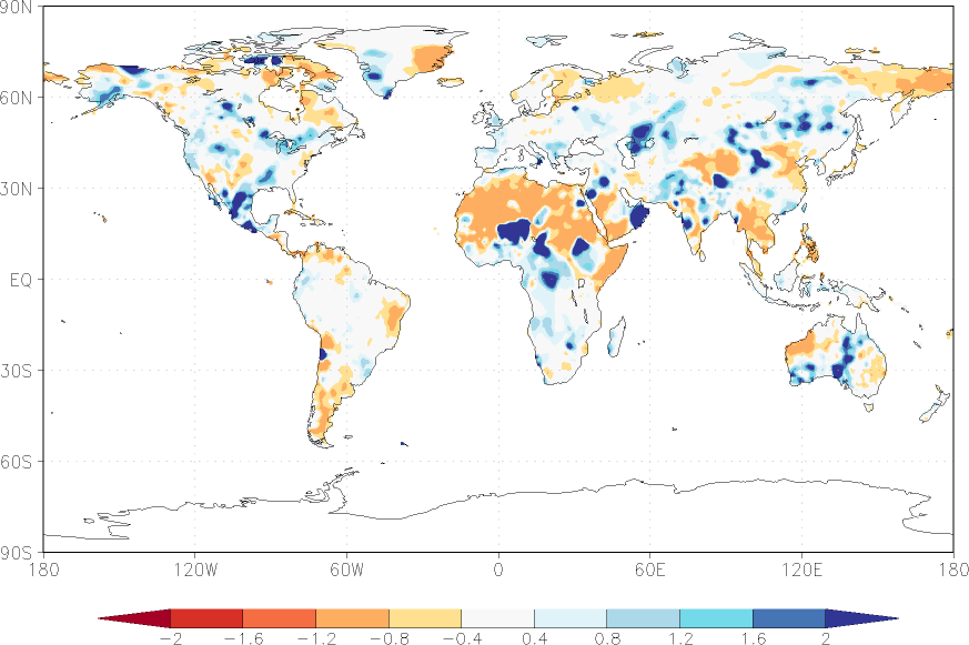 precipitation (rain gauges) anomaly March  relative anomalies  (-1: dry, 0: normal, 2: three times normal)