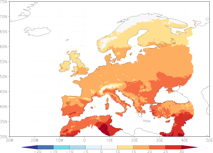 daily mean temperature June  observed values