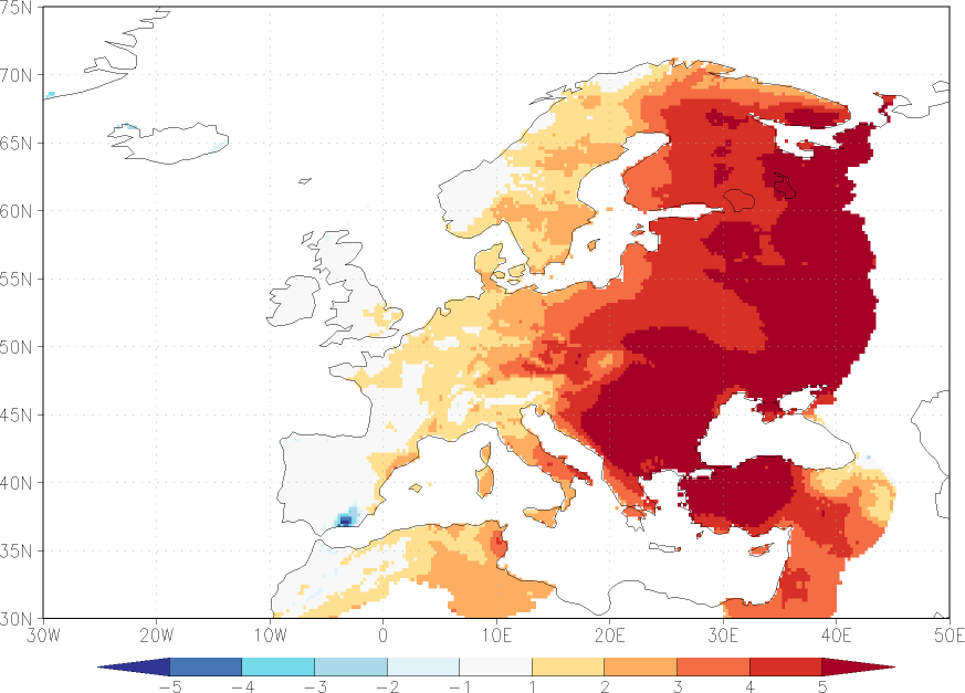 maximum temperature anomaly February  w.r.t. 1981-2010