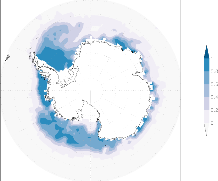 sea ice concentration (Antarctic) December  observed values