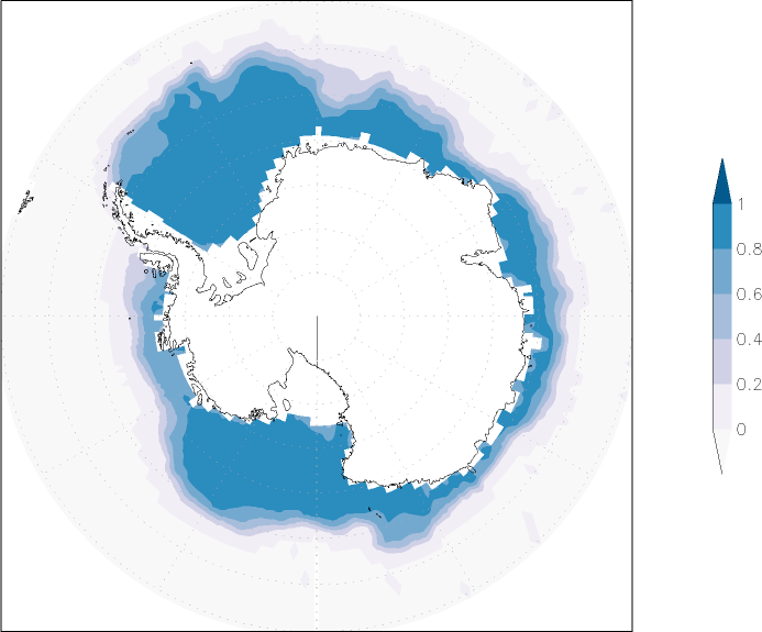 sea ice concentration (Antarctic) June  observed values