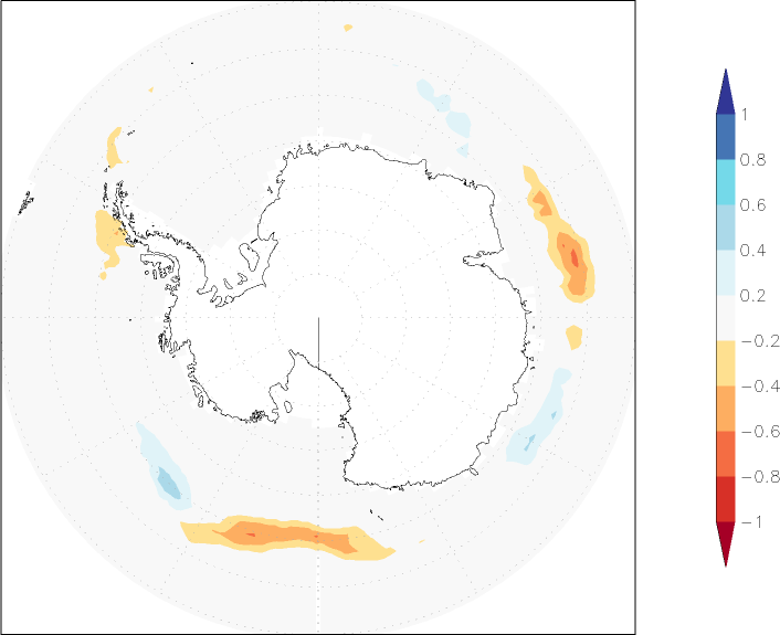 sea ice concentration (Antarctic) anomaly July  w.r.t. 1981-2010