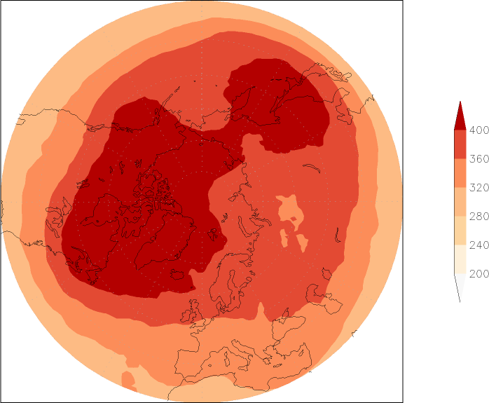 ozone (northern hemisphere) March  observed values