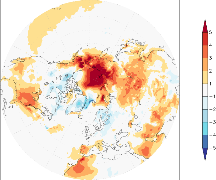 temperature (2m height, northern hemisphere) anomaly April  w.r.t. 1981-2010