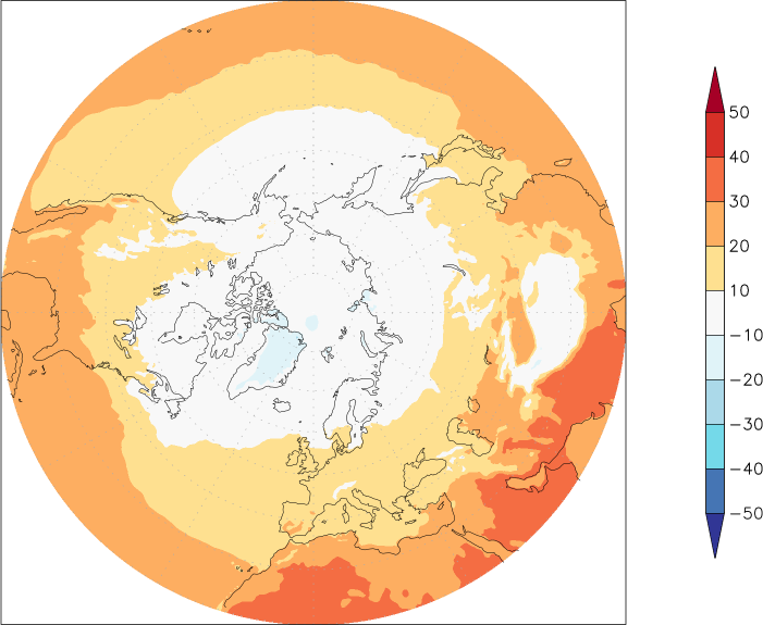temperature (2m height, northern hemisphere) May  observed values