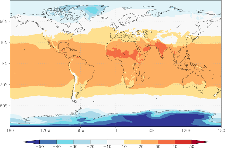 temperature (2m height, world) April  observed values