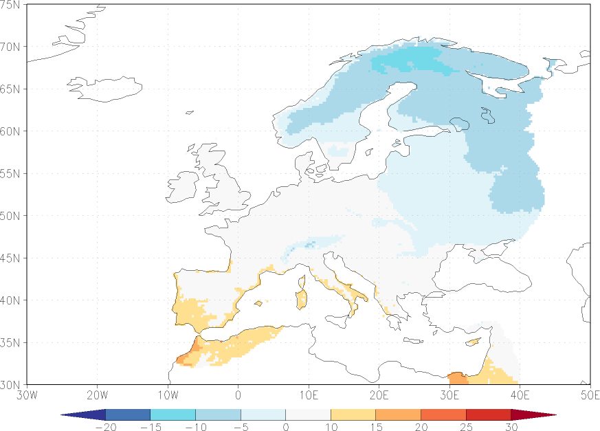 daily mean temperature February  observed values