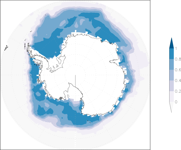 sea ice concentration (Antarctic) November  observed values