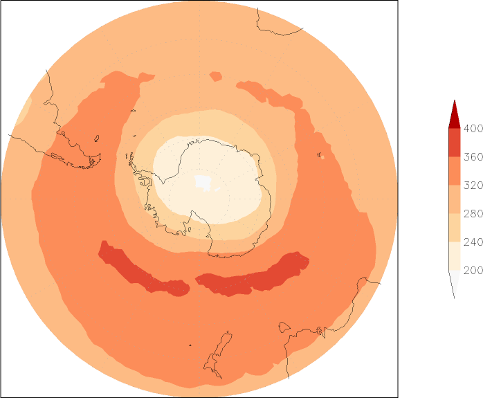 ozone (southern hemisphere) November  observed values