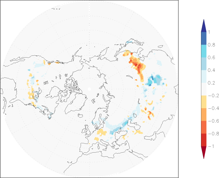 snow cover (northern hemisphere) anomaly December  w.r.t. 1981-2010