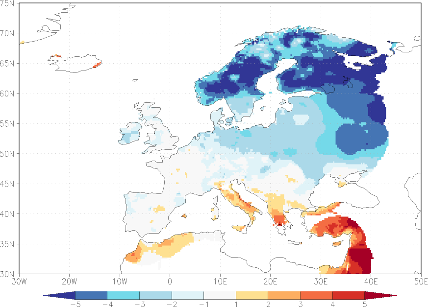 minimum temperature anomaly March  w.r.t. 1981-2010