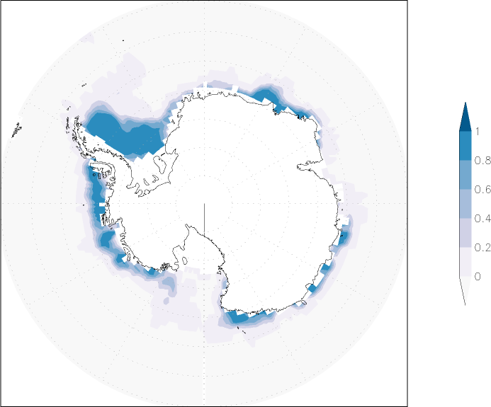 sea ice concentration (Antarctic) January  observed values