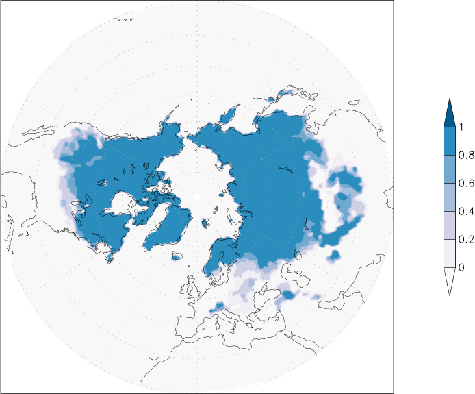snow cover (northern hemisphere) December  observed values