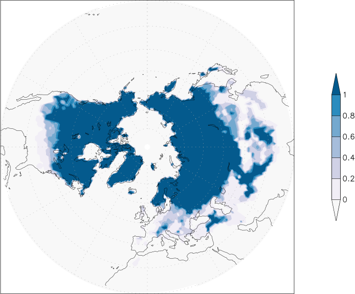 snow cover (northern hemisphere) February  observed values