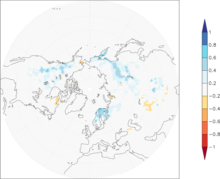 snow cover (northern hemisphere) anomaly October  w.r.t. 1981-2010