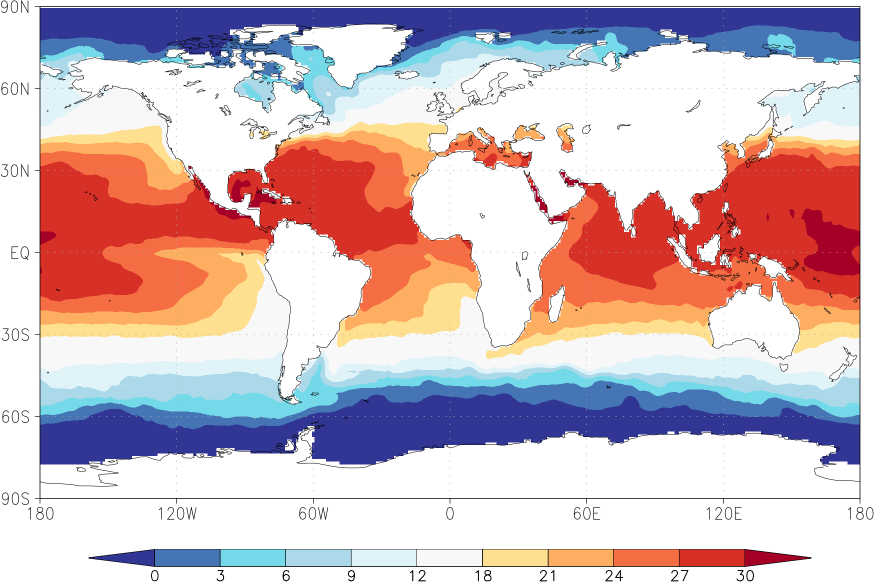 sea surface temperature September  observed values