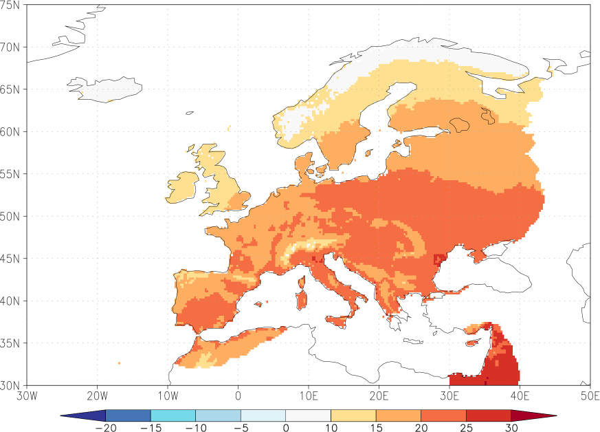 daily mean temperature June  observed values