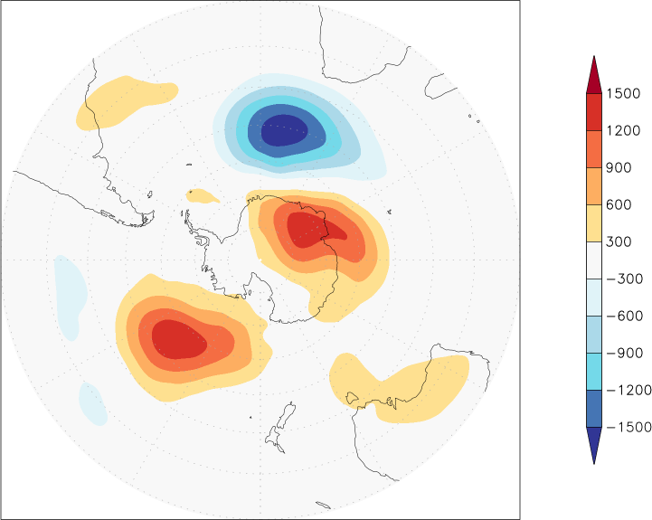 500mb height (southern hemisphere) anomaly October  w.r.t. 1981-2010