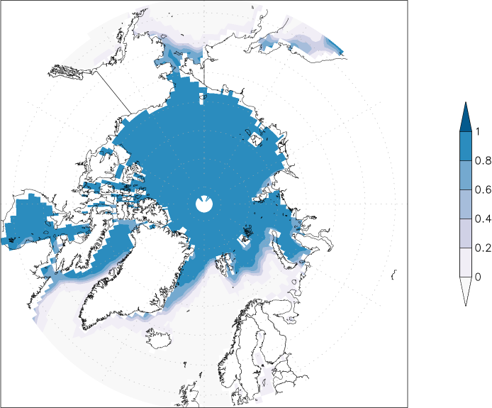 sea ice concentration (Arctic) April  observed values