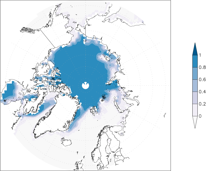 sea ice concentration (Arctic) June  observed values