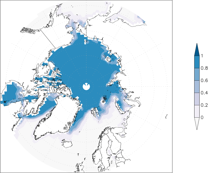 sea ice concentration (Arctic) May  observed values