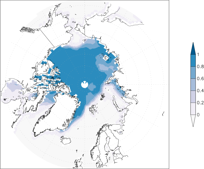 sea ice concentration (Arctic) November  observed values