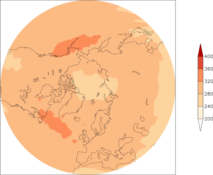 ozone (northern hemisphere) August  observed values