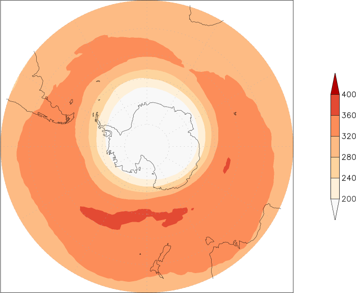 ozone (southern hemisphere) October  observed values