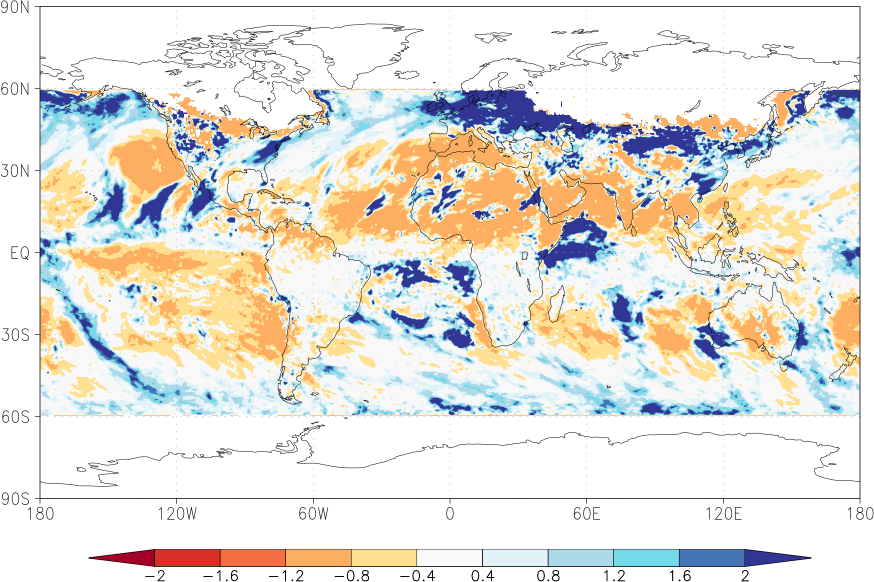 precipitation (satellite) anomaly February  relative anomalies  (-1: dry, 0: normal, 2: three times normal)