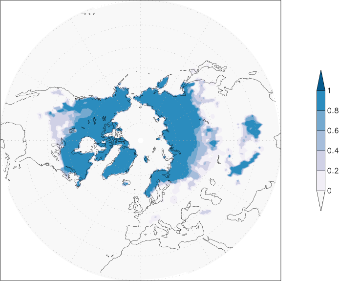snow cover (northern hemisphere) April  observed values
