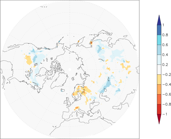 snow cover (northern hemisphere) anomaly November  w.r.t. 1981-2010
