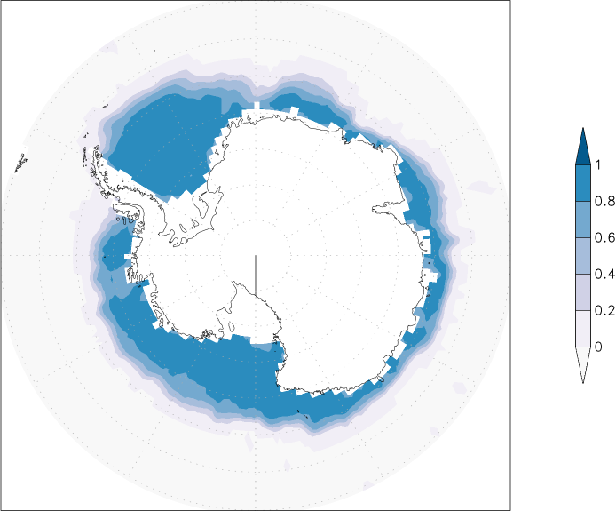 sea ice concentration (Antarctic) May  observed values