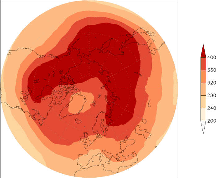 ozone (northern hemisphere) February  observed values
