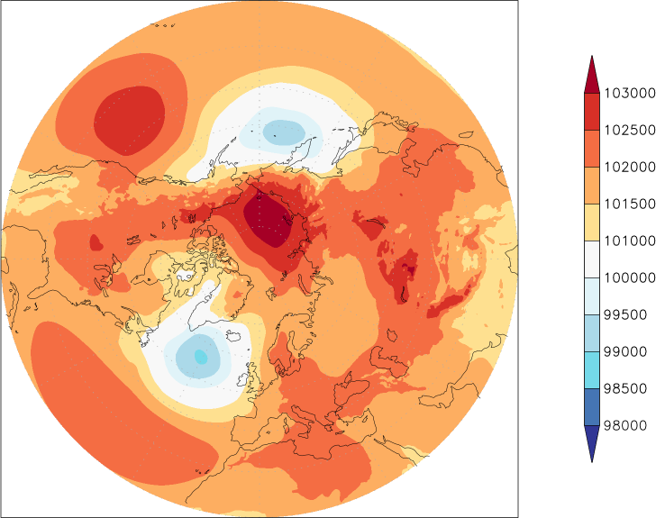 sea-level pressure (northern hemisphere) February  observed values