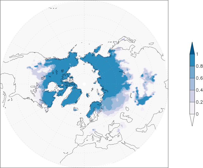 snow cover (northern hemisphere) April  observed values